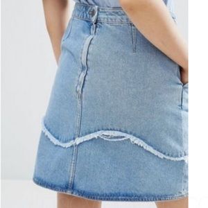 M.i.h Jeans Denim Mini Skirt with Fray Detail